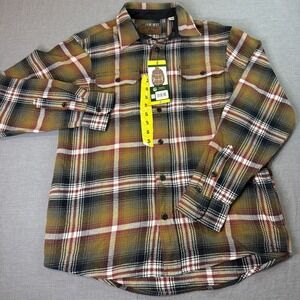 Orvis Heavyweight Flannel Shirt, Brown Plaid, 100% Cotton, Men's Small, NEW